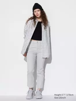 Облегающие джинсы с прямыми щиколотками Uniqlo, серый