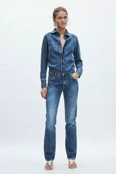 Облегающие джинсы средней посадки ZARA, синий