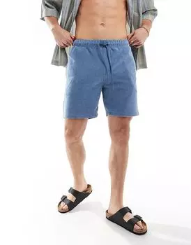 Облегающие махровые шорты синего цвета ASOS DESIGN