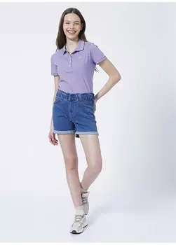 Облегающие однотонные женские шорты цвета индиго с завязками Limon