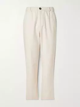 Облегающие прямые брюки из хлопка с узором «елочка» OLIVER SPENCER, экрю