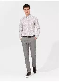 Облегающие серые мужские брюки с нормальной талией и нормальными штанинами WALBY Pierre Cardin, серый