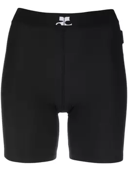 Облегающие шорты с логотипом Courrges, черный