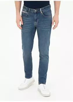 Облегающие синие мужские джинсовые брюки с нормальной талией и нормальными штанинами ARNIS Pierre Cardin, синий