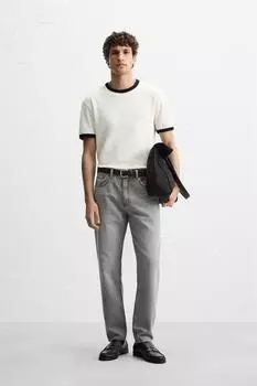 Облегающие зауженные джинсы ZARA, серый