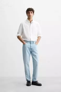 Облегающие зауженные джинсы ZARA, светло-синий