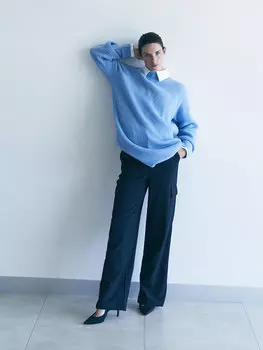 Облегающие женские брюки-карго в полоску с широкими штанинами LCW Casual