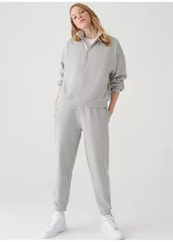 Облегающие женские спортивные штаны серого меланжевого цвета с завышенной талией Mavi