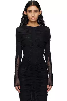 Облегающий боди с рюшами Mugler, черный