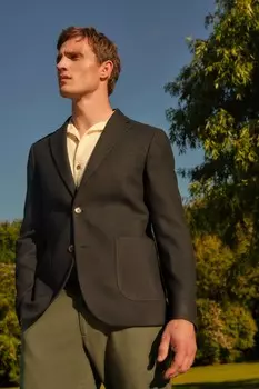 Облегающий фактурный пиджак элегантного кроя Next, синий