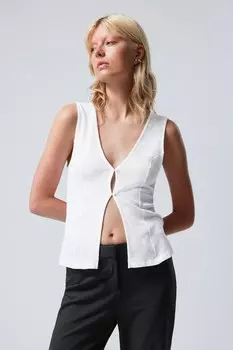 Облегающий фигуру топ с планкой на пуговицах Weekday, белый