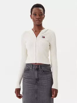 Облегающий кардиган DW0DW20974 Tommy Jeans, экрю