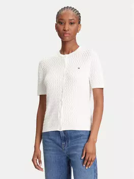 Облегающий кардиган WW0WW45707 Tommy Hilfiger, экрю
