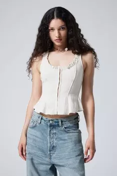 Облегающий корсетный топ из твила Weekday, белый