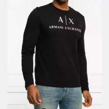 Облегающий крой с длинным рукавом Armani Exchange, черный