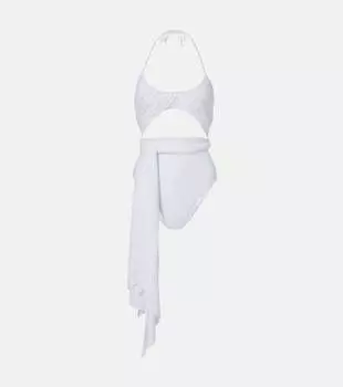 Облегающий купальник с запахом на шее Alaa, Blanc