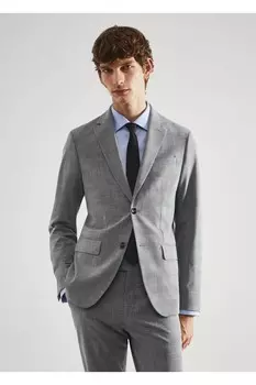 Облегающий пиджак из эластичной ткани с рисунком Mango, серый