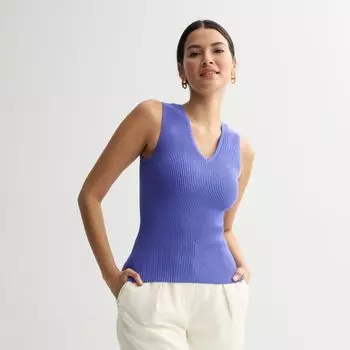 Облегающий рифленый топ с v-образным вырезом Nine West, цвет wesley purple