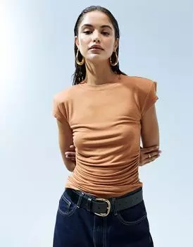 Облегающий рыжий топ со сборками по бокам ASOS DESIGN