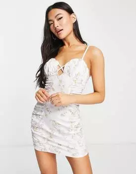 Облегающий сарафан мини с перекрестными сборками и принтом ASOS DESIGN ASOS DESIGN