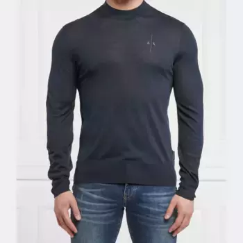 Облегающий свитер с добавлением шерсти Armani Exchange, синий