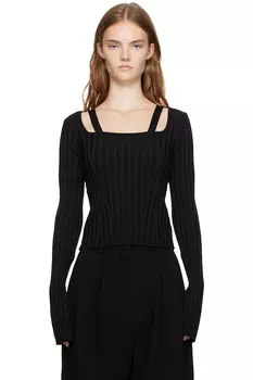 Облегающий свитер с круглым вырезом Recto, черный