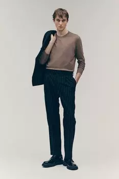 Облегающий свитер тонкой вязки H&M, бежевый