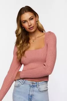 Облегающий свитер в рубчик с завязкой на спине Forever 21, роза