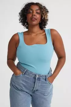 Облегающий топ H&M, светло-синий
