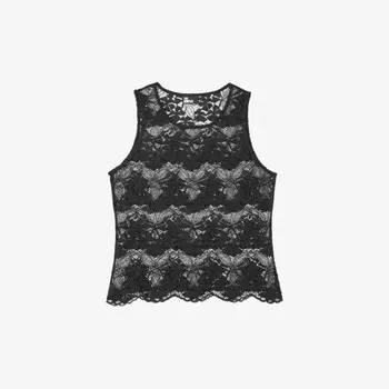 Облегающий топ из эластичного кружева с фестончатой отделкой The Kooples, черный