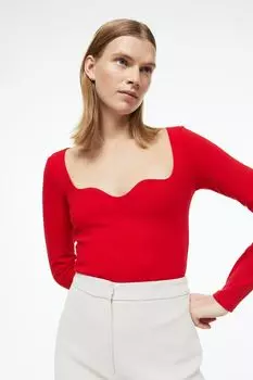 Облегающий топ из джерси H&M, красный