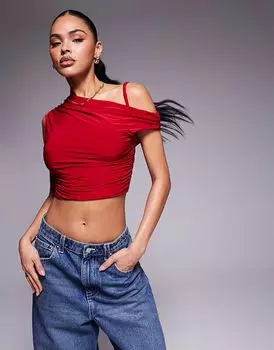 Облегающий топ Missyempire с перекрученными плечами красного цвета