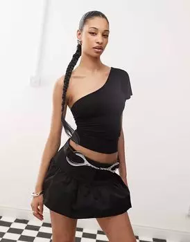 Облегающий топ Motel kaffa на одно плечо черного цвета