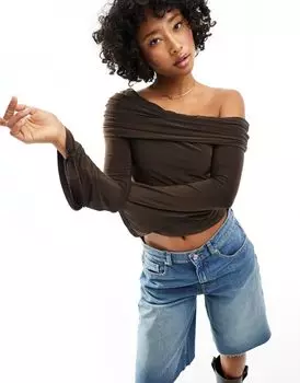 Облегающий топ на одно плечо шоколадного цвета ASOS DESIGN