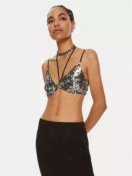 Облегающий топ Patrizia Pepe, серебряный