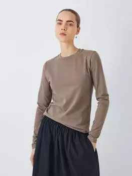 Облегающий топ с длинным рукавом John Lewis , серо-коричневый