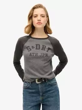 Облегающий топ с длинным рукавом в рубчик от athletic essentials Superdry, цвет Grey Marl/Black