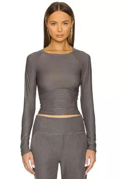 Облегающий топ с длинными рукавами и сборками. Beyond Yoga, оранжевый