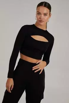 Облегающий топ с длинными рукавами Letterbox Pink Vanilla, черный