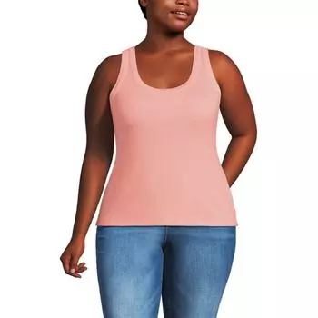 Облегающий топ с драпировкой из рубчика для полных Lands' End, цвет sunset coral pink