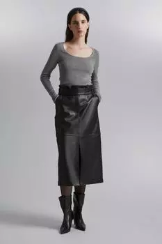 Облегающий топ с глубоким вырезом H&M, серый