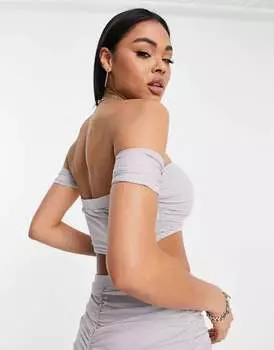 Облегающий топ со сборками Jaded Rose нежно-серого цвета