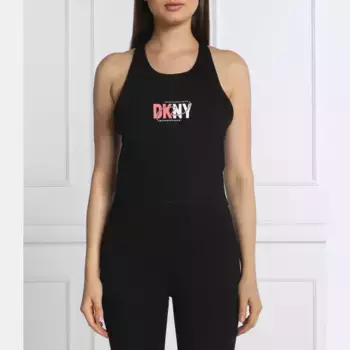 Облегающий топ со стразами и логотипом Dkny, черный