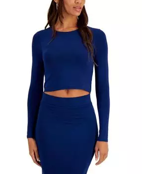 Облегающий укороченный топ с длинными рукавами, созданный для macy's Bar III, мульти