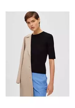 Облегающий вязаный свитер для женщин SELECTED FEMME, черный