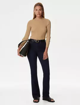 Облегающий вязаный топ в рубчик с круглым вырезом Marks & Spencer