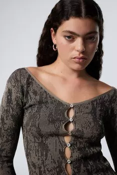 Облегающий жаккардовый кардиган Weekday, черный