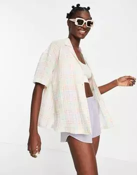 Облегченная клетчатая рубашка оверсайз Topshop