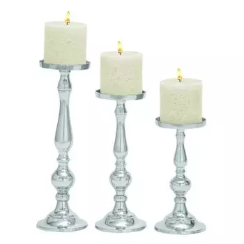 Обновленный набор из 3 подсвечников из полированного алюминия