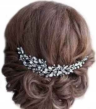 Ободок для волос веточка с цирконами Свадебная серебряная ТИАРА Edibazzar